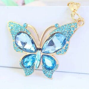Beautiful Butterfly Rhinestone Keychain, NWOT